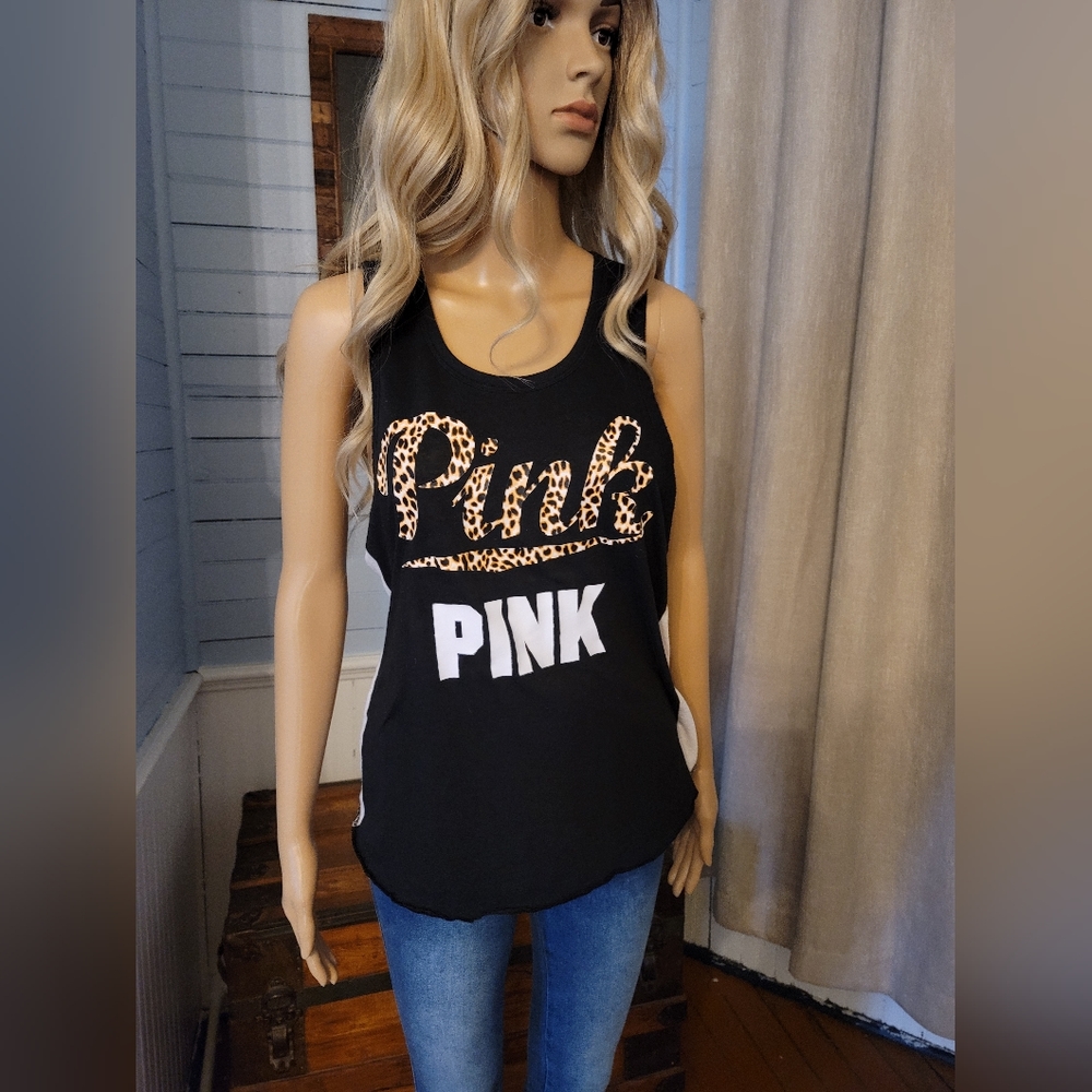 Victorias secret pink leopard print muscle tank xs